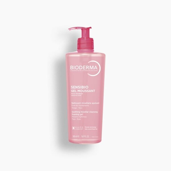 Flacon rose Bioderma Sensibio Gel moussant 500 ml