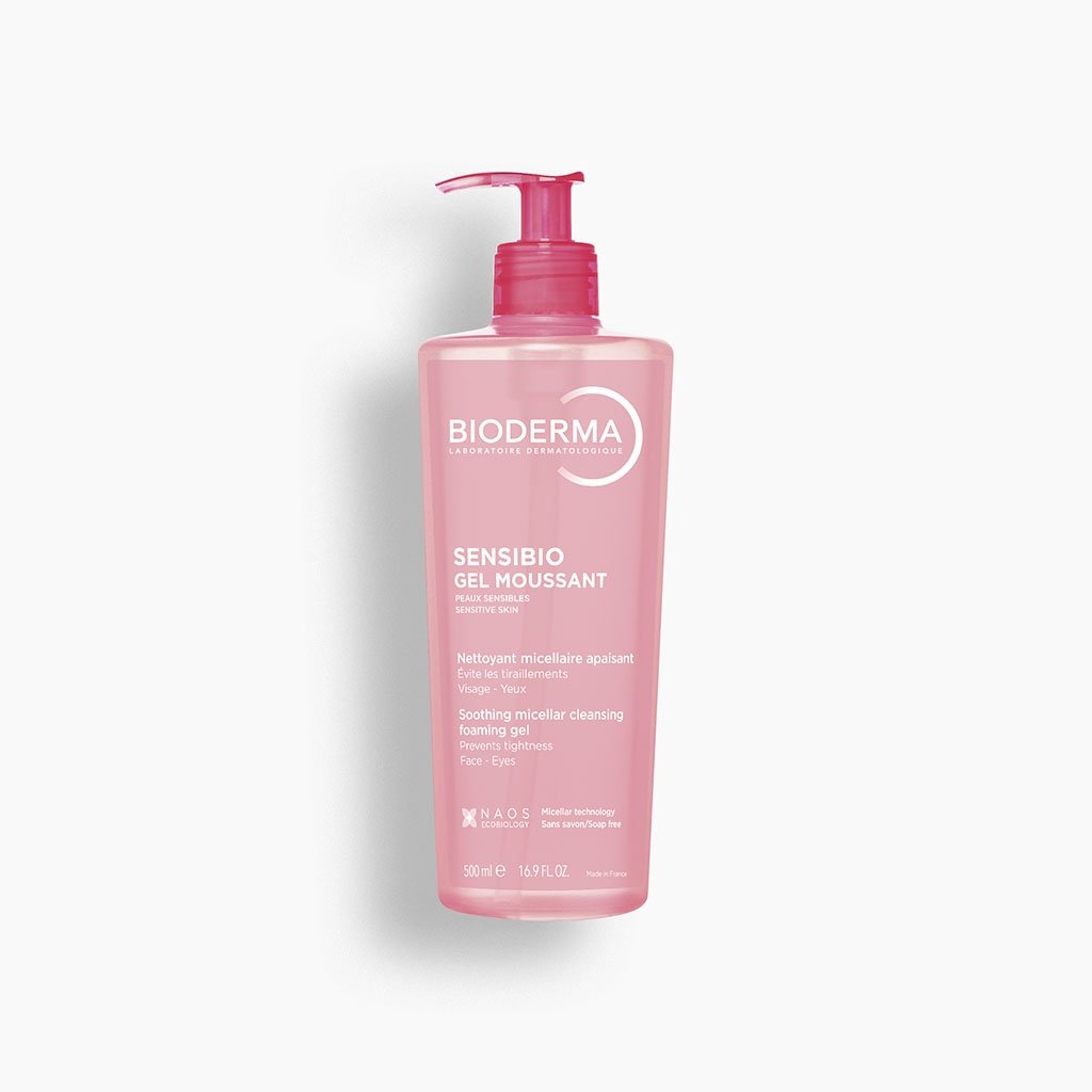 Flacon rose Bioderma Sensibio Gel moussant 500 ml